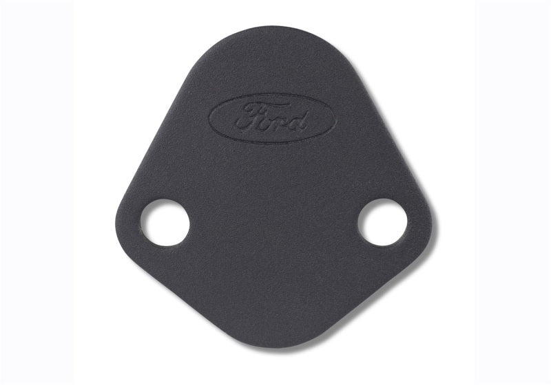Universal Fuel Pump Block Off Plate - Black Crinkle Finish w/Ford Oval - View 3 | Dirty Garage