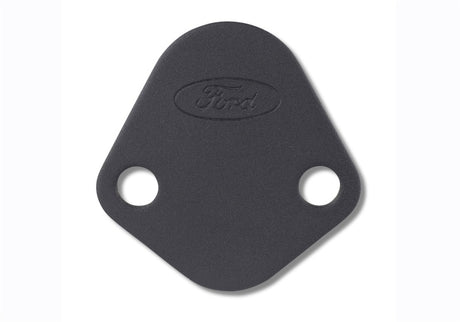 Universal Fuel Pump Block Off Plate - Black Crinkle Finish w/Ford Oval - View 3 | Dirty Garage
