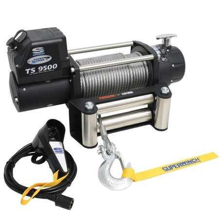 Universal 9500 LB 12V DC Tiger Shark Winch w/ Synthetic Black Rope - View 12 | Dirty Garage
