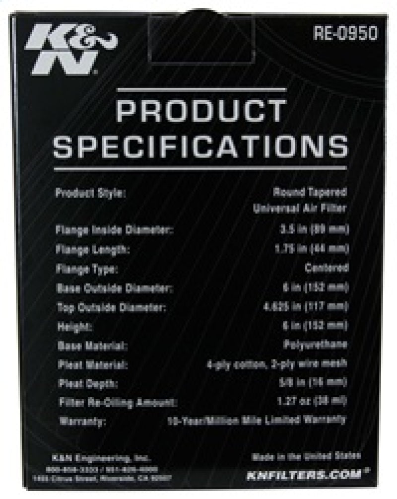 Universal Rubber Filter 3 1/2inch ID FLG/6inch Base/4-5/8inch Top/6inch Height - View 15 | Dirty Garage