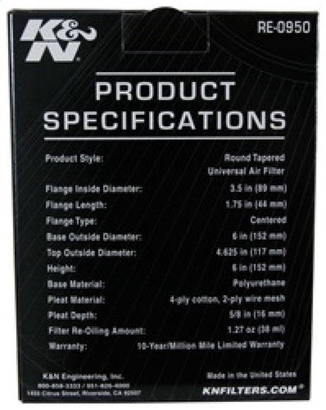 Universal Rubber Filter 3 1/2inch ID FLG/6inch Base/4-5/8inch Top/6inch Height - View 15 | Dirty Garage