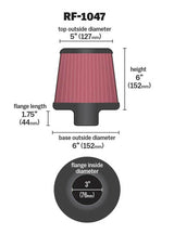 Universal Round Tapered Universal Air Filter 3 inch Flange 6 inch Base 5 inch Top 6 inch Height - View 9 | Dirty Garage