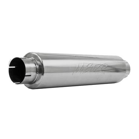 MBRP Universal Quiet Tone Muffler 4in Inlet/Outlet 24in Body 6in Dia 30in Overall T409 - View 3 | Dirty Garage