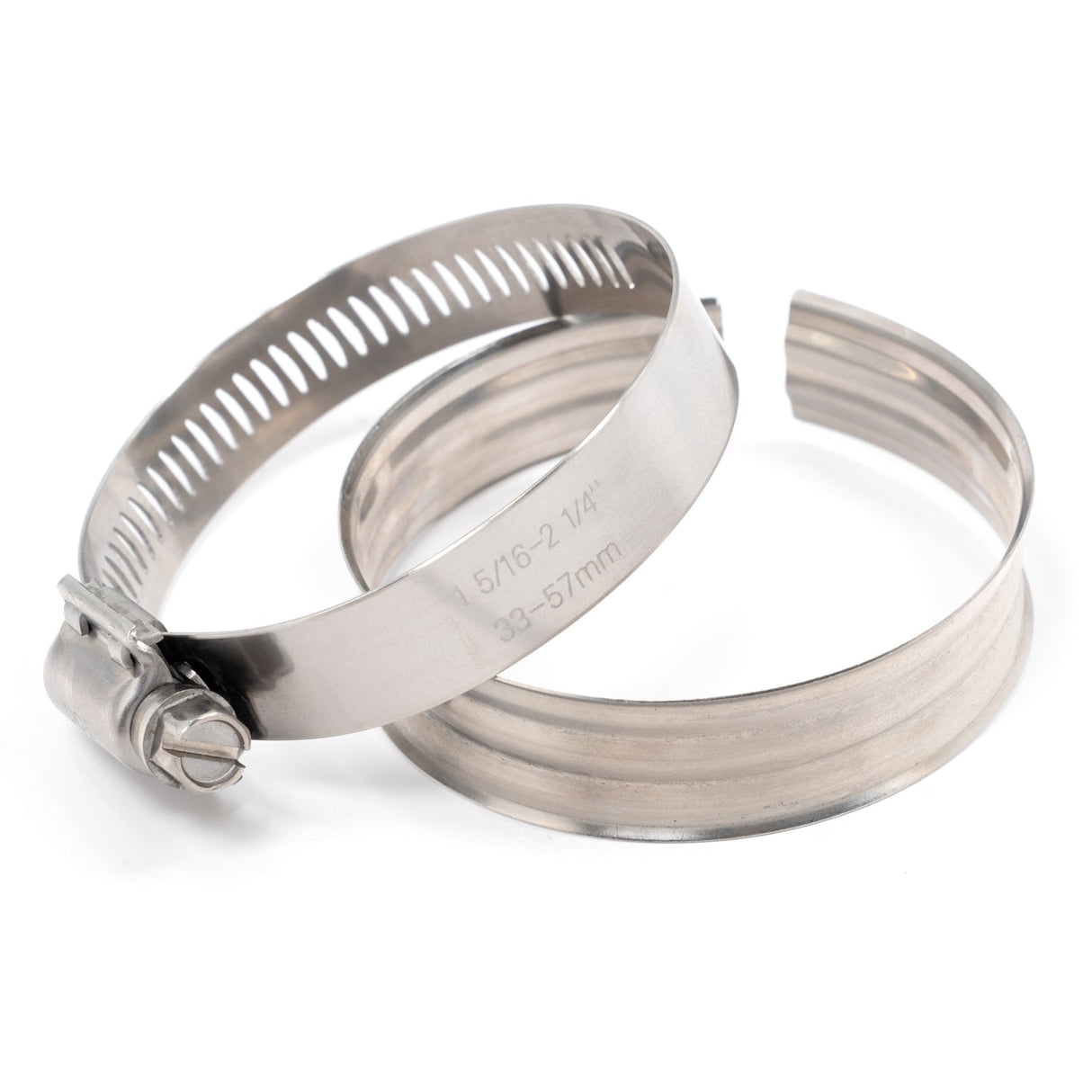 Universal Hose Clamp with W-Style Inner Liner 1.75 Inch ID Range 33-57mm | Dirty Garage