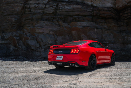 2018-2019 Mustang GT 5.0 3" Dual Split Rear Cat Back Quad 4" Dual Wall Tips Black Coated - View 5 | Dirty Garage