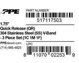 Universal 1.75 Inch V Band 3 Pc Set Ssc/Ssf 1C1M1F QR - View 5 | Dirty Garage
