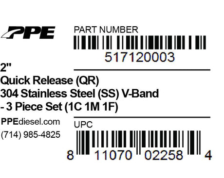 Universal 2.0 Inch V Band 3 Piece Set 1C 1M 1F QR - View 5 | Dirty Garage