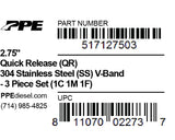 Universal 2.75 Inch V Band 3 Piece Set 1C 1M 1F QR - View 5 | Dirty Garage