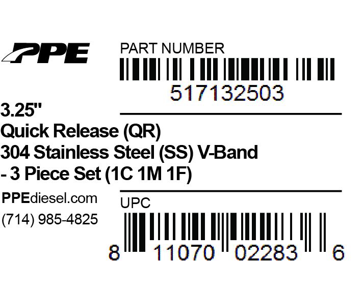 Universal 3.25 Inch V Band 3 Pc Set 1C 1M 1F QR - View 5 | Dirty Garage