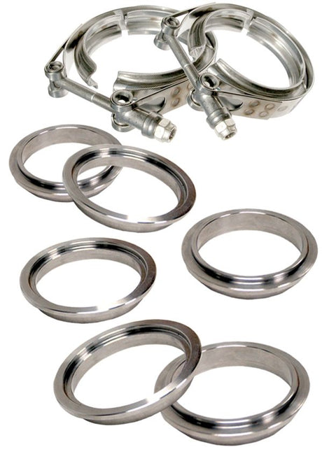 Universal 3 Inch V Band Clamp Stainless Steel 8 Piece Set 2C 3M 3F | Dirty Garage