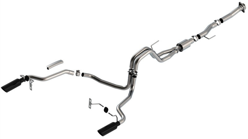 Borla F-150 2021 5.0L 2dr RC SB (122.8 WB) XL/XLT 3/2.25 SRE Cat-Back ATAK Black Chrome Tips - View 3 | Dirty Garage