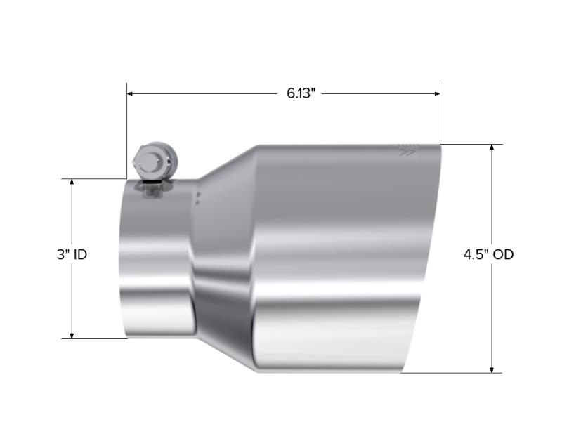 Universal Stainless Steel Dual Wall Tip 4".5" OD 3" Inlet 6.13" L - View 2 | Dirty Garage