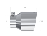 Universal Stainless Steel Dual Wall Tip 4".5" OD 3" Inlet 6.13" L - View 2 | Dirty Garage