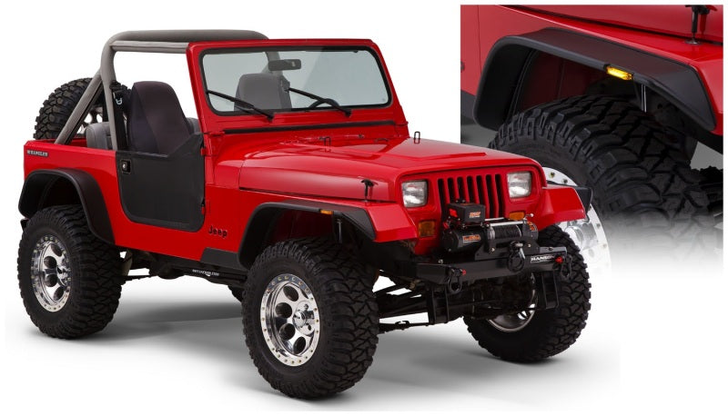 1987-1995 Wrangler Flat Style Flares 4pc Excludes Renegade - Black - View 2 | Dirty Garage