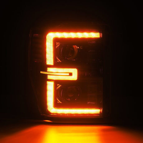2008-2010 Super Duty Luxx-Series LED Projector Alpha Black Headlights Active Light Sequential Signal - View 3 | Dirty Garage