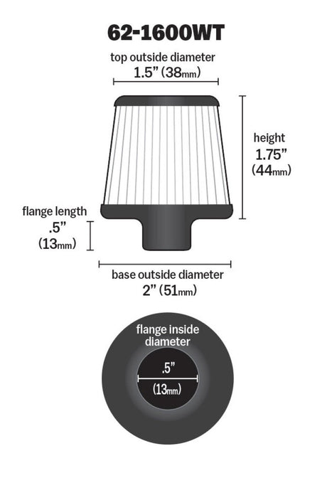 Universal 2in Base OD x .375in Flange ID x 1.75in H Rubber Base Crankcase Vent Filter - White - View 2 | Dirty Garage