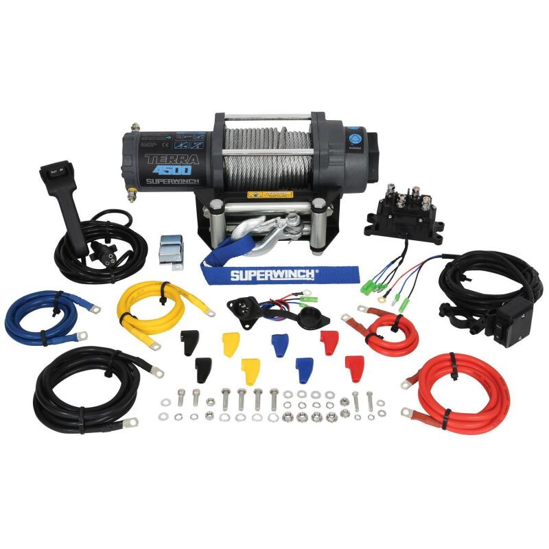 Universal Terra 4500 12V DC Winch w/ Gray Textured Steel Wire Rope - View 2 | Dirty Garage