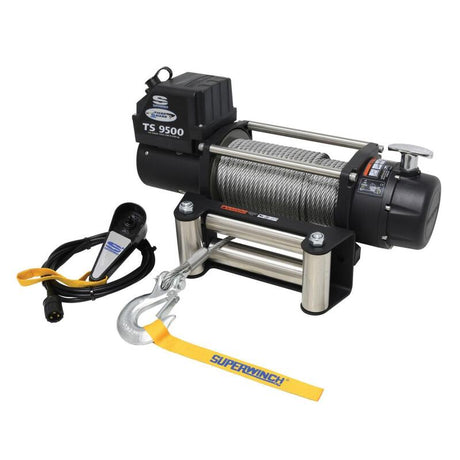 Universal 9500 LB 12V DC Tiger Shark Winch w/ Synthetic Black Rope - View 14 | Dirty Garage