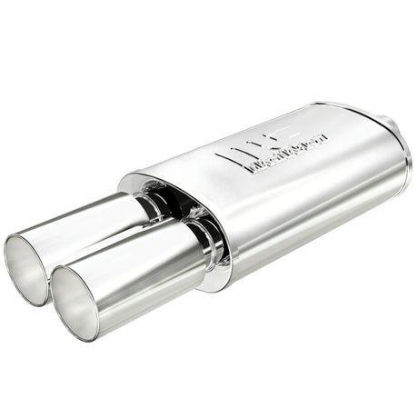 Universal Muffler w/ Tip Mag Stainless Steel 14x5x8 2.25/3 | Dirty Garage