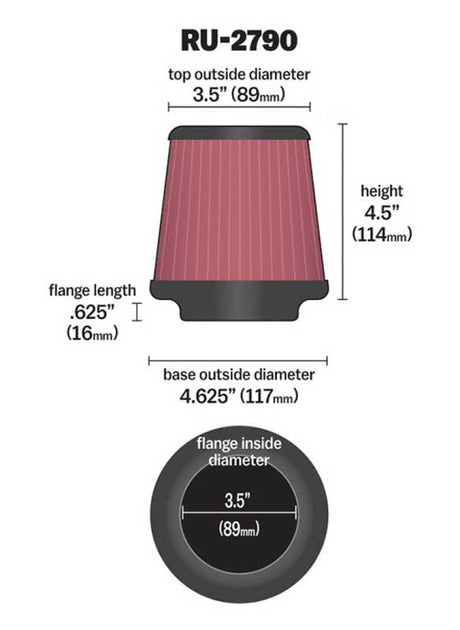 Universal Filter Universal Rubber Filter 3 1/2 inch Flange 4 5/8 inch Base 3 1/2 inch Top 4 1/2 inch Heigh | Dirty Garage