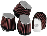 Universal Chrome Oval Tapered Air Filter - 2in Flg ID x 4in OS L 3in OS W x 2.75in H | Dirty Garage