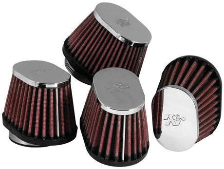 Universal Chrome Oval Tapered Air Filter - 2in Flg ID x 4in OS L 3in OS W x 2.75in H | Dirty Garage