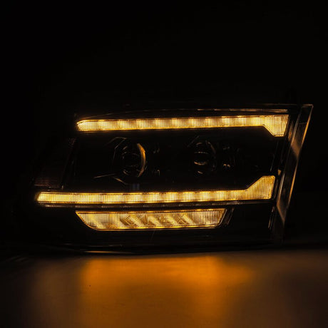 2009-2016 Ram HD Luxx-Series LED Projector Headlight Plank Style Alpha Black Activation Light Sequential Signal DRL - View 2 | Dirty Garage