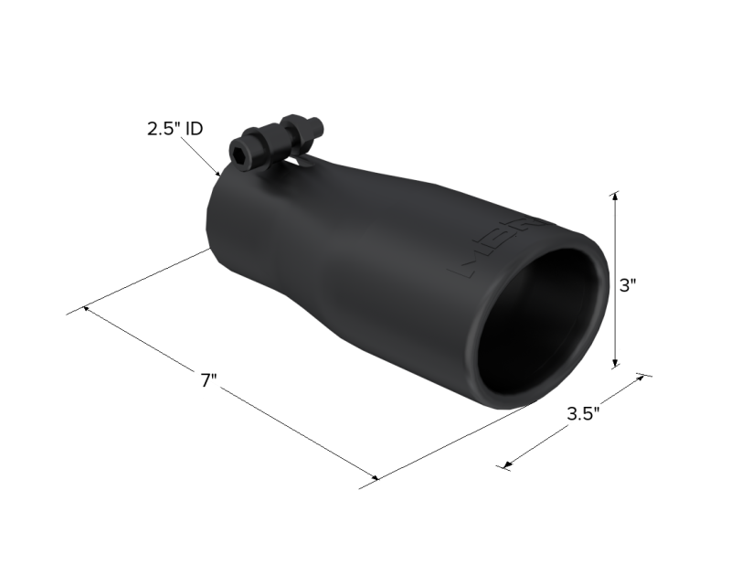 Universal Tip 2.5" OD Oval End 3.75" Inlet 10" Length Black Finish - View 4 | Dirty Garage