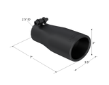 Universal Tip 2.5" OD Oval End 3.75" Inlet 10" Length Black Finish - View 4 | Dirty Garage
