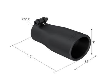Universal Tip 2.5" OD Oval End 3.75" Inlet 10" Length Black Finish - View 4 | Dirty Garage