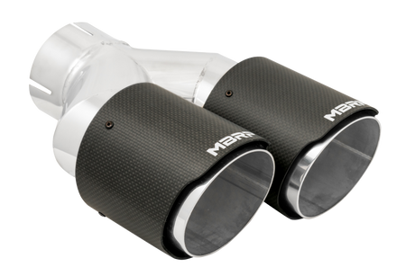 Universal 3" ID Dual 4" OD Staggered Dual Wall Carbon Fiber Exhaust Tip - View 3 | Dirty Garage