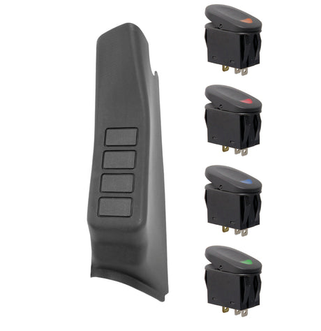 Rugged Ridge A-Pillar 4 Switch Pod Kit Black LHD 11-18 JK - View 2 | Dirty Garage
