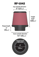 Universal Round Tapered Universal Air Filter 6in Flange ID x 7.5in Base OD x 5in Top OD x 6.5in Height - View 2 | Dirty Garage