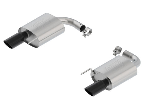 Borla Atak S Rear Section 15-17 Ford Mustang GT 5.0L V8 MT/AT 2.5in pipe 4in tip (Black Chrome) - View 3 | Dirty Garage