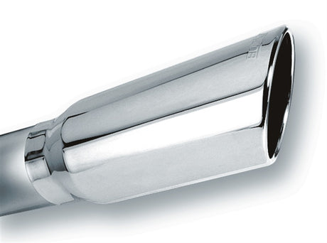 Borla 4in Inlet 5in Round Rolled Angle Cut w/ Clamp x 14in Long Exhaust Tip - View 2 | Dirty Garage