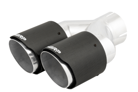 Universal 3" ID Dual 4" OD Staggered Dual Wall Carbon Fiber Exhaust Tip - View 2 | Dirty Garage