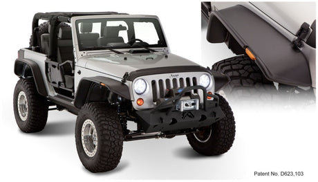 2007-2018 Wrangler 2-Door Flat Style Fender Flares 4pc - Black - View 2 | Dirty Garage