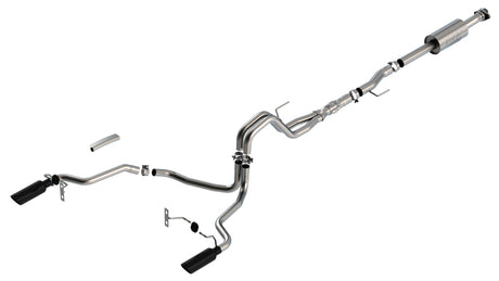 Borla F-150 2021 5.0L 4dr CC SB EC STB Lariat/KR/Platinm/LTD 3/2.25 SRE Cat-Back ATAK Black CHR Tips - View 4 | Dirty Garage