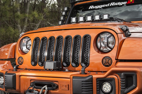 Rugged Ridge Grille Inserts Perforated 07-18 Jeep Wrangler - View 3 | Dirty Garage