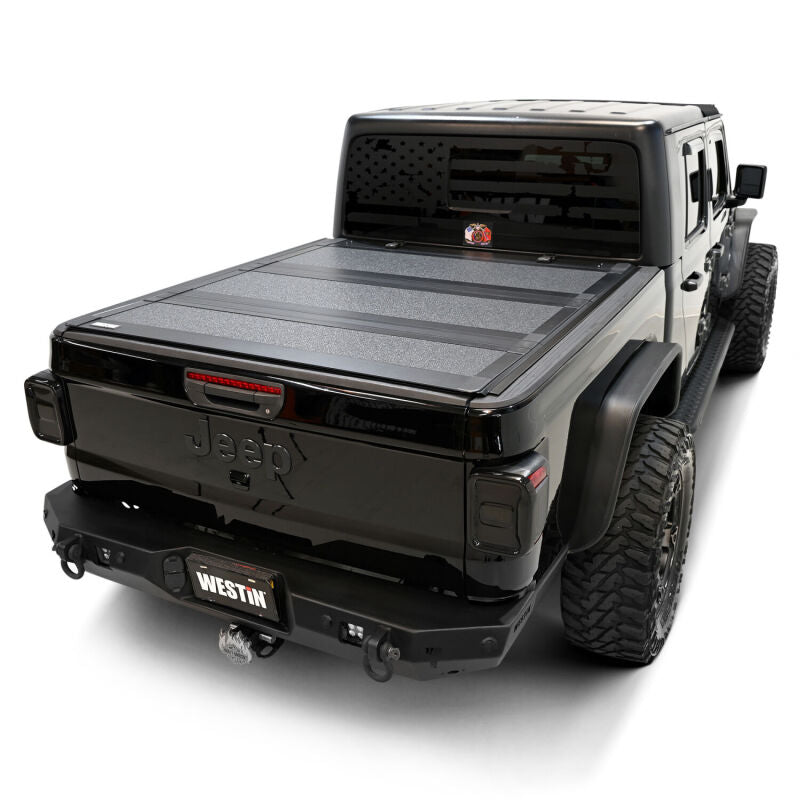 Westin 20-22 Jeep Gladiator JT 4WD 5ft. Bed Hard Tri-Fold Tonneau Cover - Black - View 6 | Dirty Garage