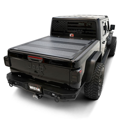 Westin 20-22 Jeep Gladiator JT 4WD 5ft. Bed Hard Tri-Fold Tonneau Cover - Black - View 6 | Dirty Garage