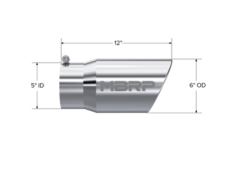 Universal 6" OD Angled Rolled End 5" Inlet 12" Length Tip - View 5 | Dirty Garage