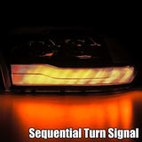 2009-2018 Ram HD Luxx-Series Projector Headlight Alpha-Black Active Light Sequential Signal Smoked DRL - View 4 | Dirty Garage