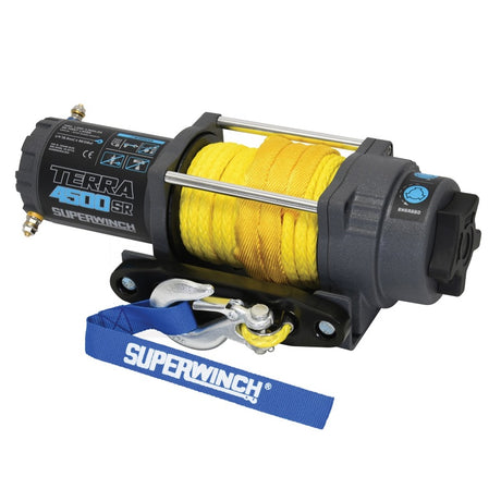 Universal Terra 4500SR 12V DC Winch w/ Textured Gray Synthetic Rope | Dirty Garage