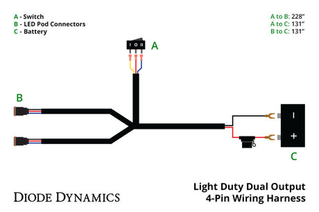 Universal Light Duty Dual Output 3-Way 4-Pin Wiring Harness - View 2 | Dirty Garage