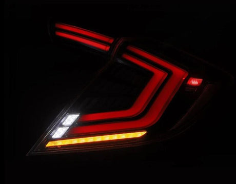 2016-2021 Civic Hatchback Type-R FK8 Nova-Series LED Tail Lights Black Pair - View 4 | Dirty Garage