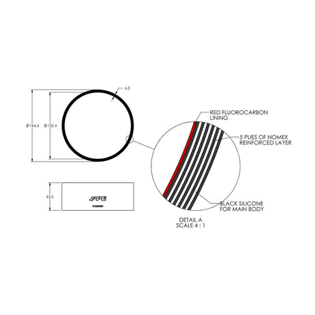 PPE Universal 6.0" X 2.5" L 5MM 4-Ply Silicone Coupler 515606000