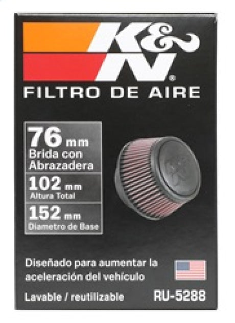 Universal Round Clamp-On Air Filter 3in Flange ID x 6in Base OD x 4.625in Top OD x 3in Height - View 9 | Dirty Garage