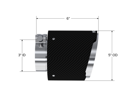 Universal Carbon Fiber Tip 3" ID 5" OD 6.13" L Angle Cut Dual Wall - View 3 | Dirty Garage