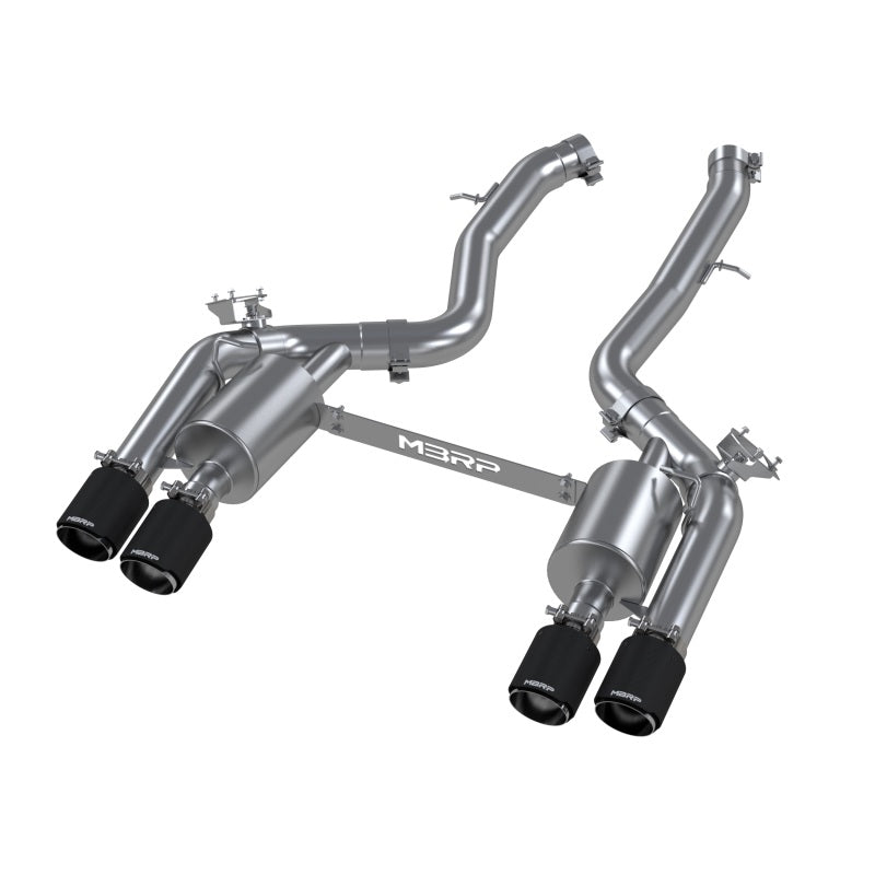 MBRP 18-22 BMW M2 Competition 3.0L T304 SS 3in Resonator-Back Exhaust Quad Rear w/ Carbon Fiber Tips | Dirty Garage